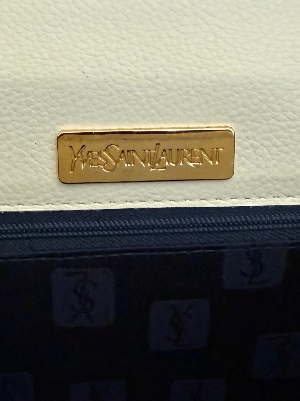 Yves Saint Laurent Vintage Ivory Leather 2-Way Top Handle & Crossbody Bag